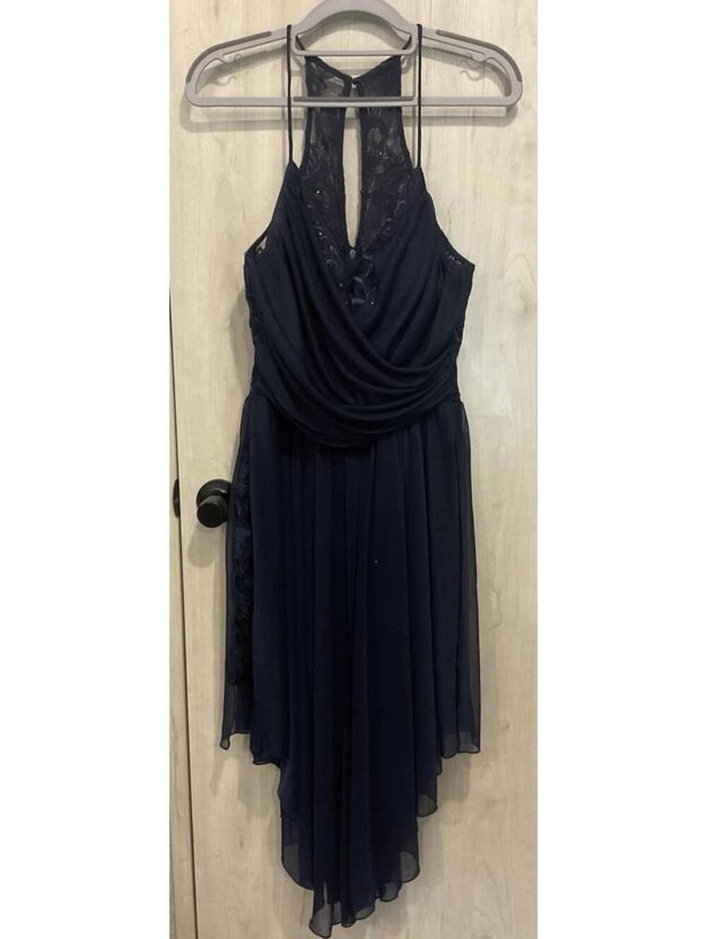 City Studio Womens Navy Blue ZIP Up Back Formal Dress Size 11